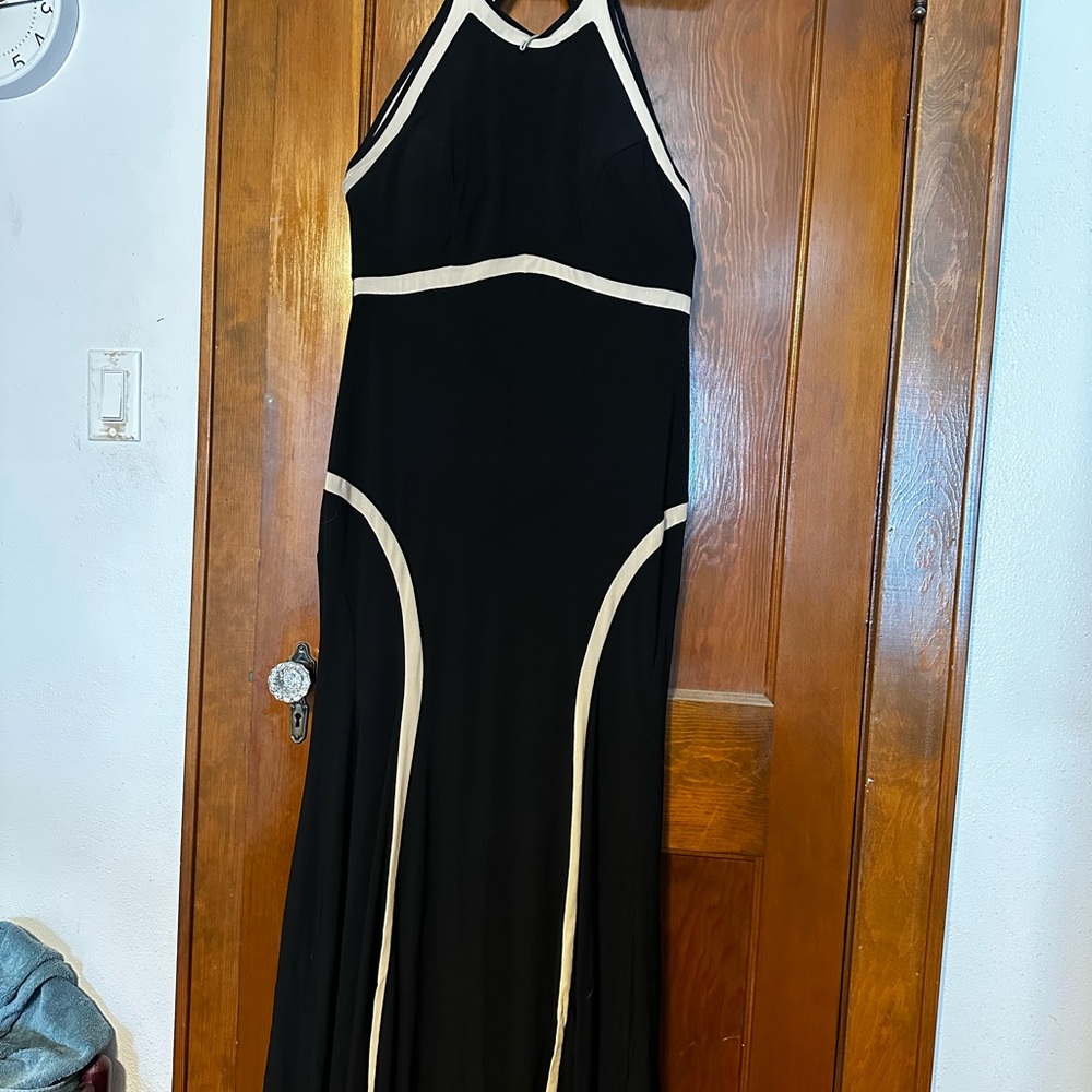 Elegant Black and White Halter Dress